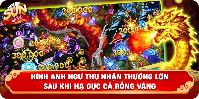 Hình ảnh ngư thủ nhận thưởng lớn sau khi hạ gục Cá Rồng Vàng